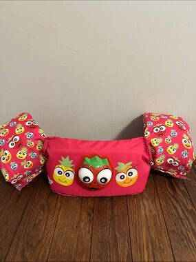 Kids Pink Fruit Floatation Arm Bands with Swim Vest